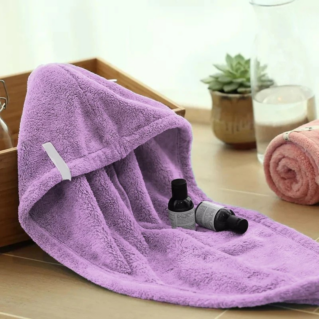 Hair Drying Turban Towel - TURBIE CAP - Purple