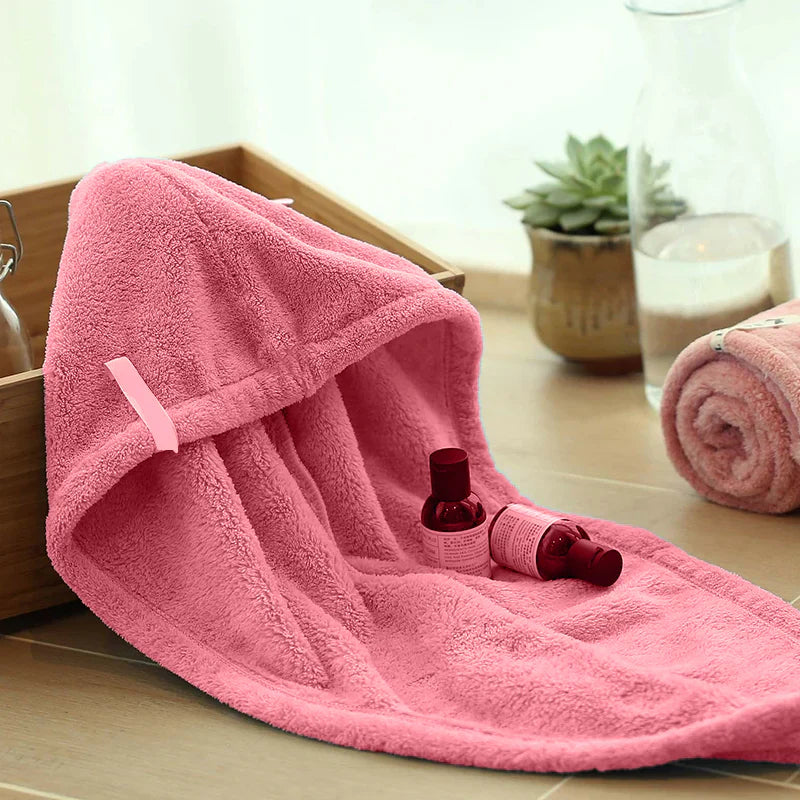 Hair Drying Turban Towel - TURBIE CAP - Pink